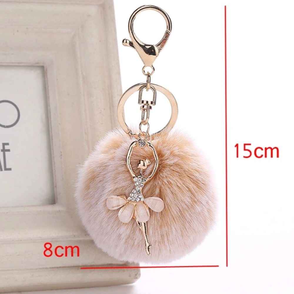 Faux Rabbit Fur Keychain - Picture 2 of 7